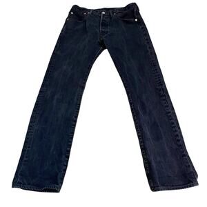 Levis Mens 501 Original Straight Leg Jeans 32x32 Measures 32x30 Black Mid Rise
